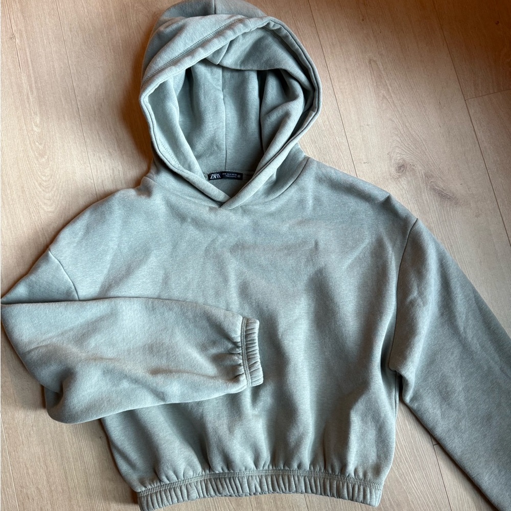 Zara Light Gray Casual Hoodie